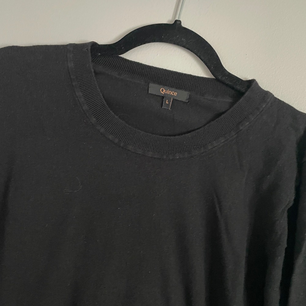 Quince Crewneck Sweater Womens Large Black Cotton Cashmere Blend Minimalist